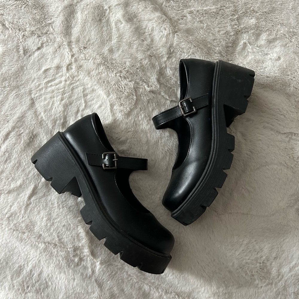 Black Platform Mary Jane Loafers
